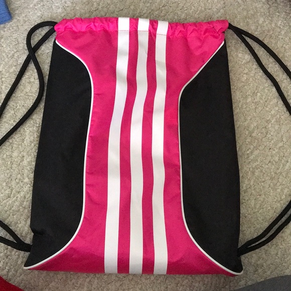 adidas Handbags - Pink and Black Adidas Drawstring Backpack